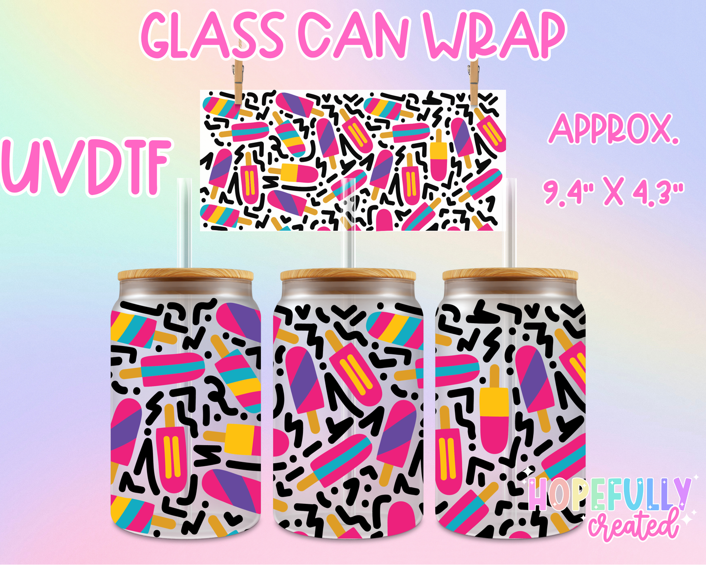 Popsicles UVDTF Glass Can Wrap
