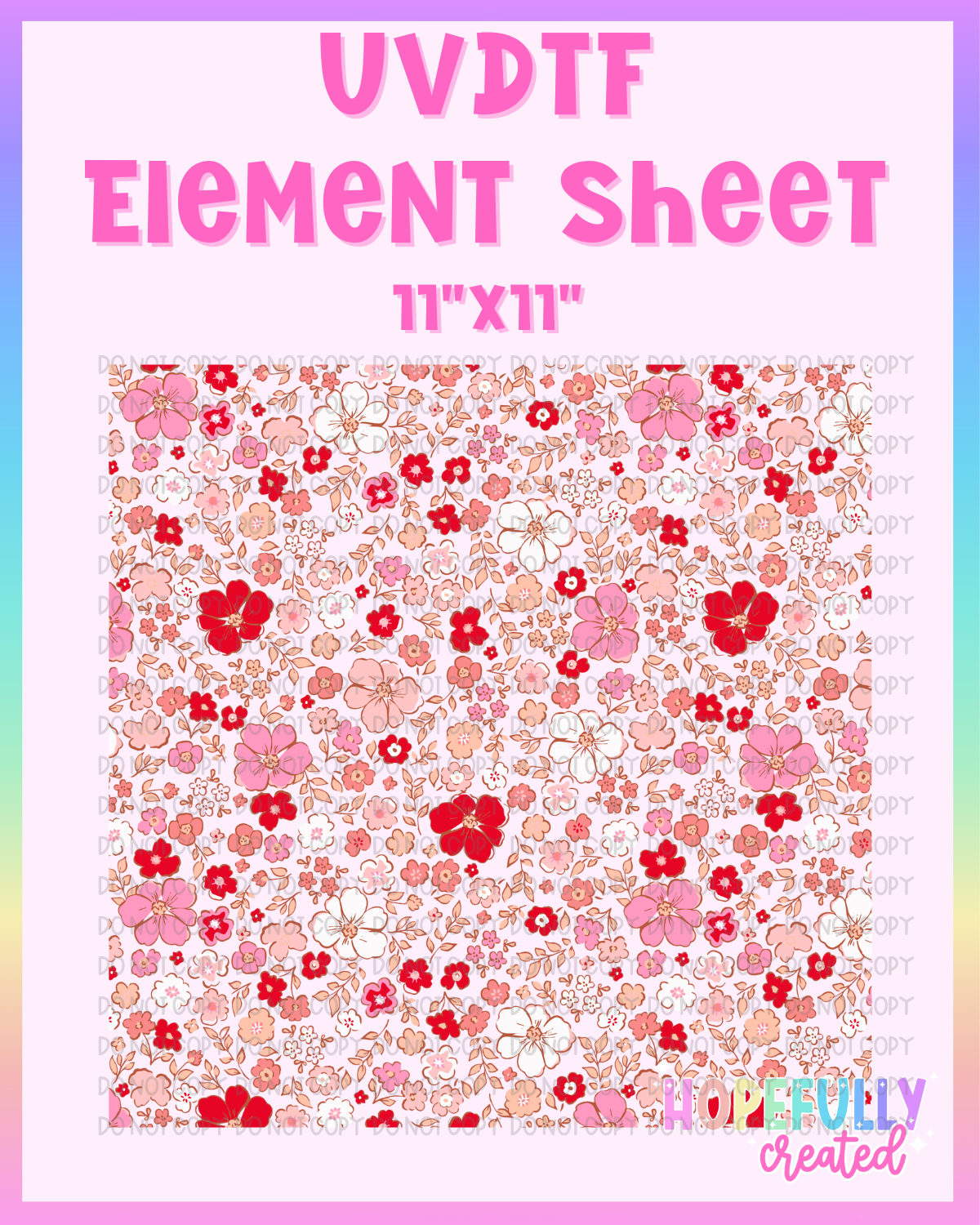 Pink/Red Floral UVDTF Element Sheet