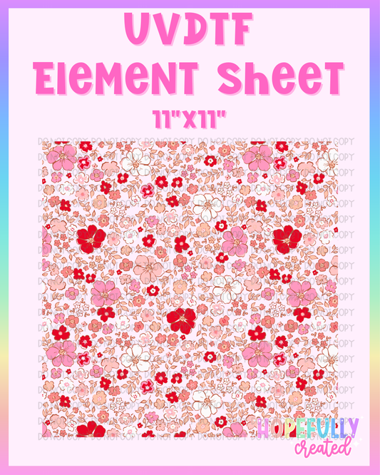 Pink/Red Floral UVDTF Element Sheet