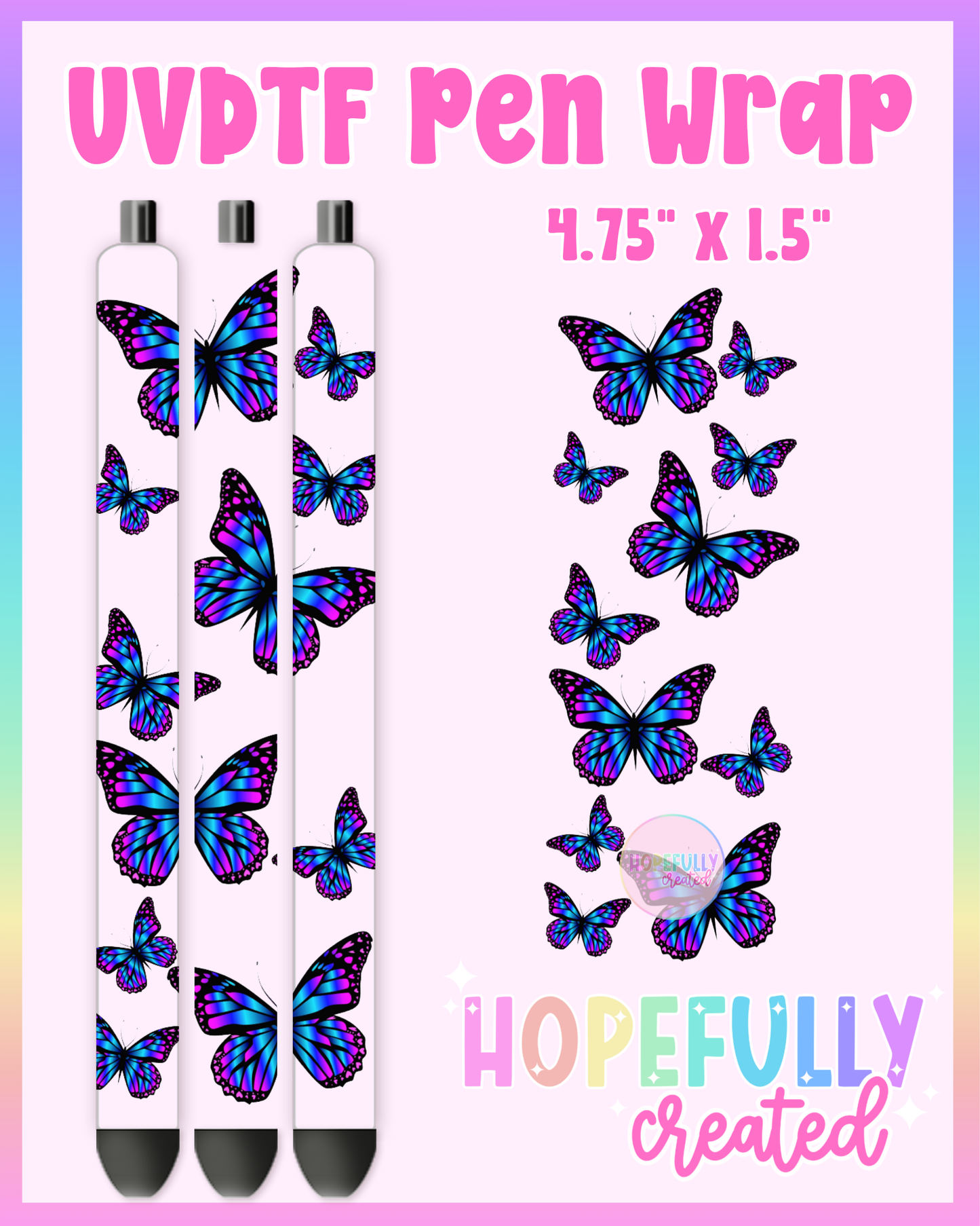 Blue Butterfly UVDTF Pen Wrap