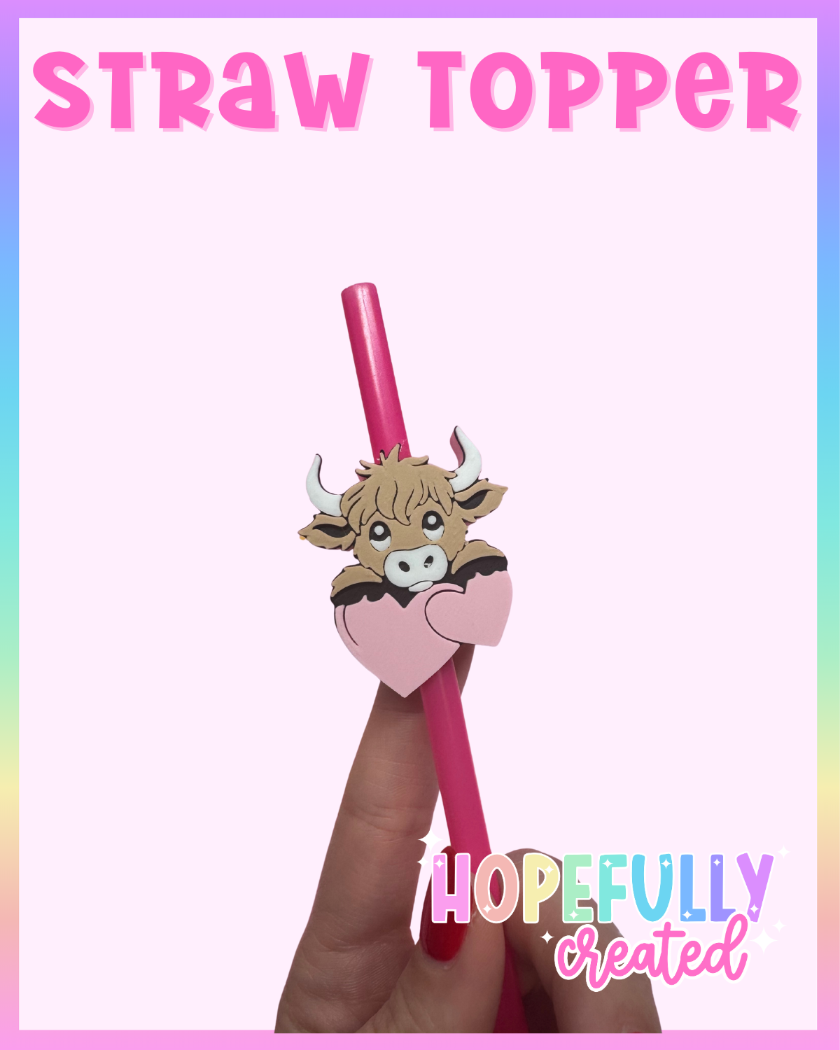 Cow Double Heart Straw Topper