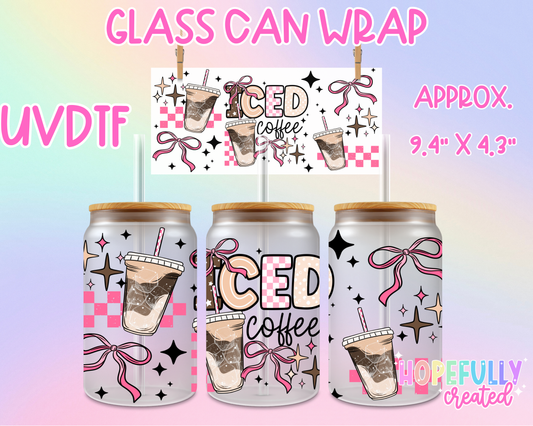 Iced Coffee Pink UVDTF Glass Can Wrap