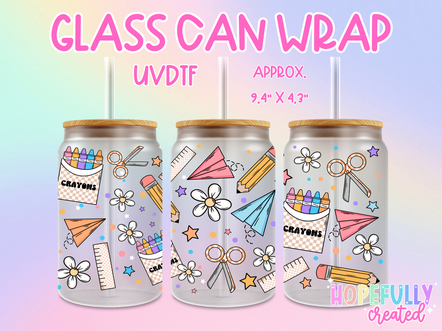 Paper Airplanes School UVDTF Glass Can Wrap