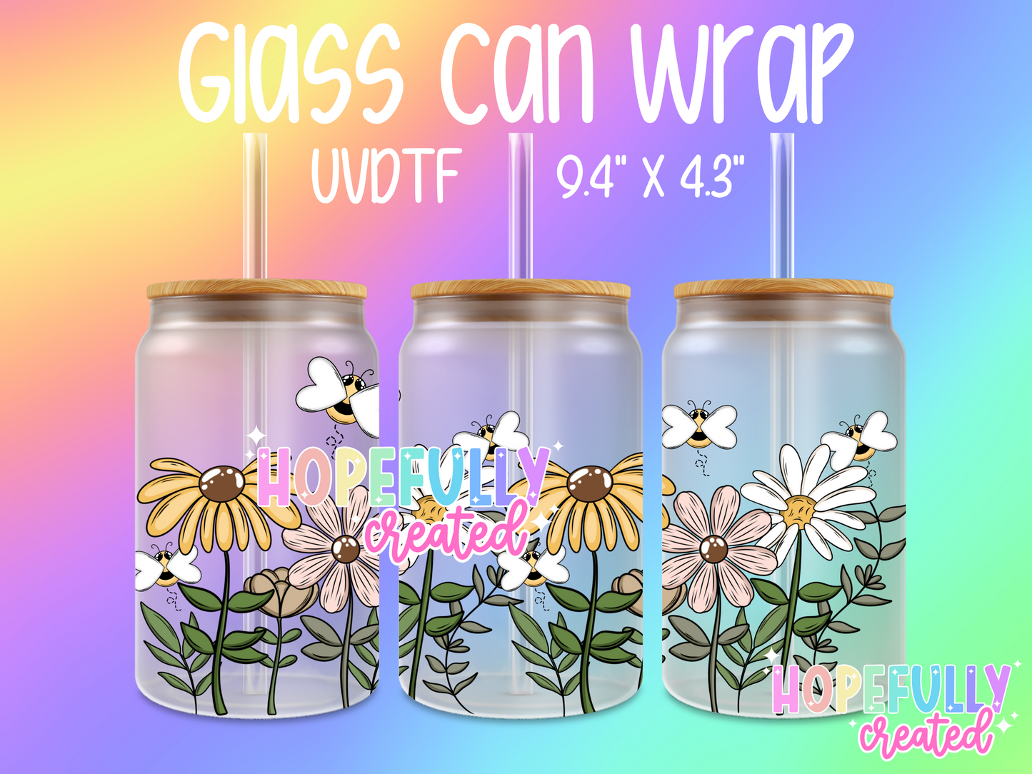 Spring Flowers UVDTF Glass Can Wrap