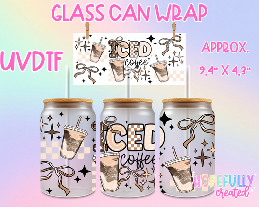 Iced Coffee Brown UVDTF Glass Can Wrap