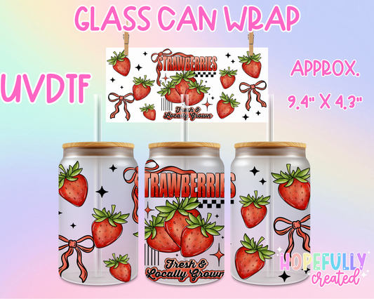 Strawberries UVDTF Glass Can Wrap