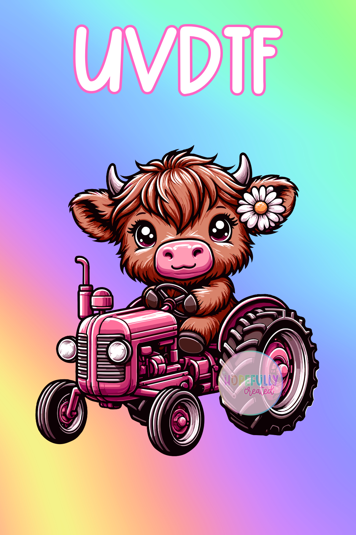 Tractor Cow UVDTF Decal