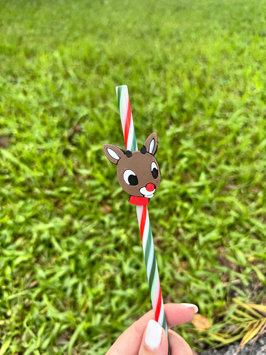Christmas Reindeer Straw Topper