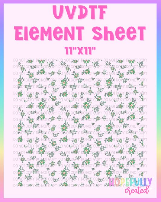 Green Flowers UVDTF Element Sheet