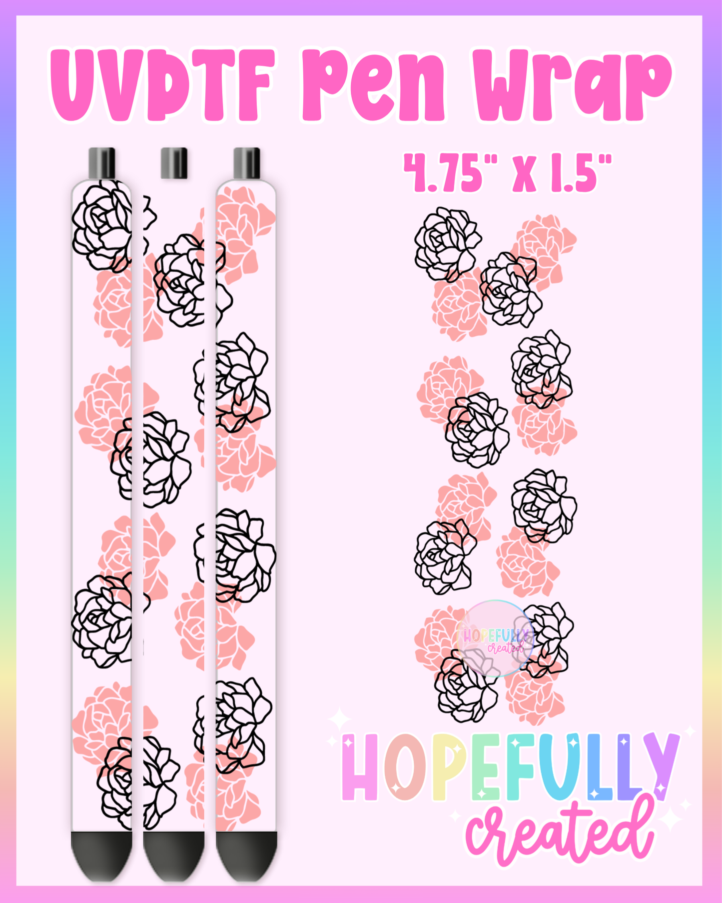 Pink Flower UVDTF Pen Wrap