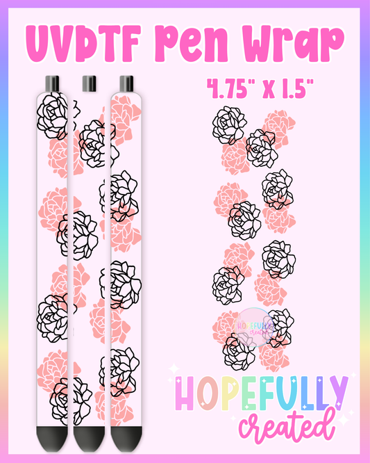 Pink Flower UVDTF Pen Wrap