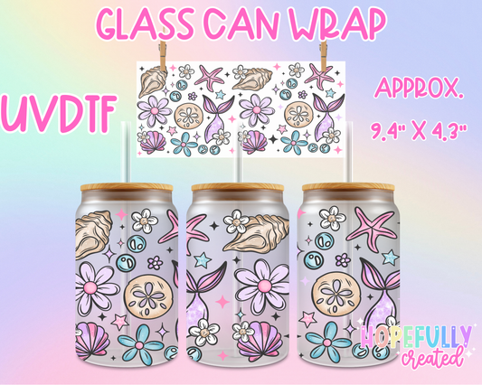 Seashells UVDTF Glass Can Wrap