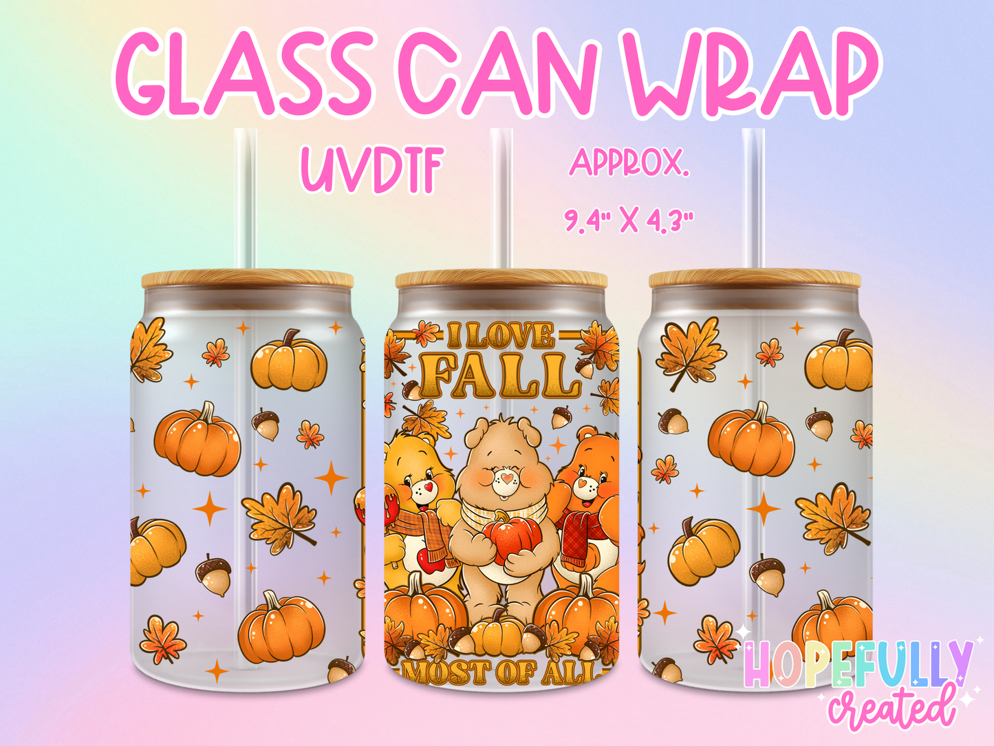 Fall Bears UVDTF Glass Can Wrap