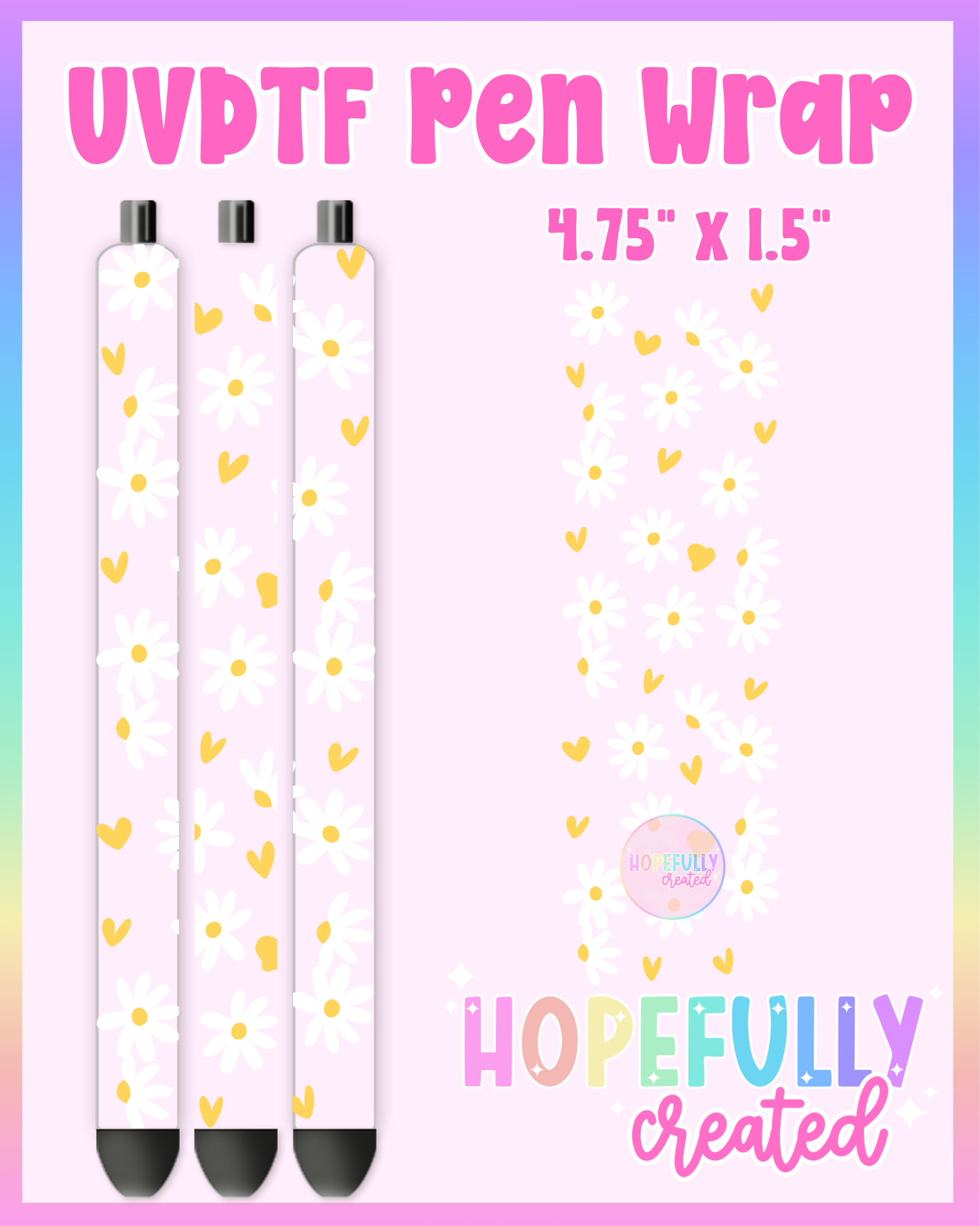 Flower with Hearts UVDTF Pen Wrap
