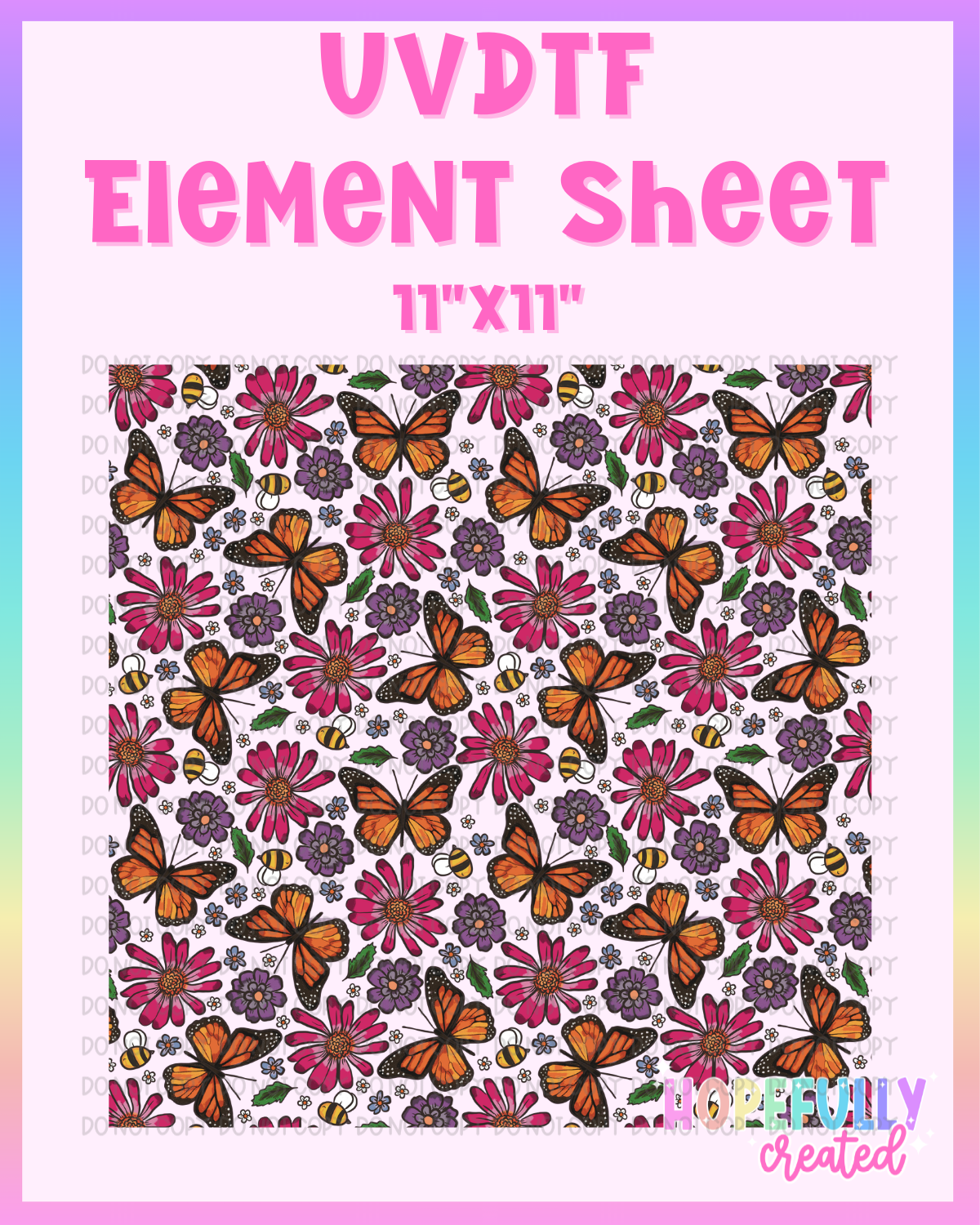 Butterfly Floral UVDTF Element Sheet