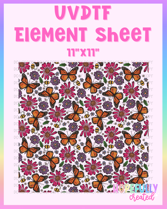 Butterfly Floral UVDTF Element Sheet