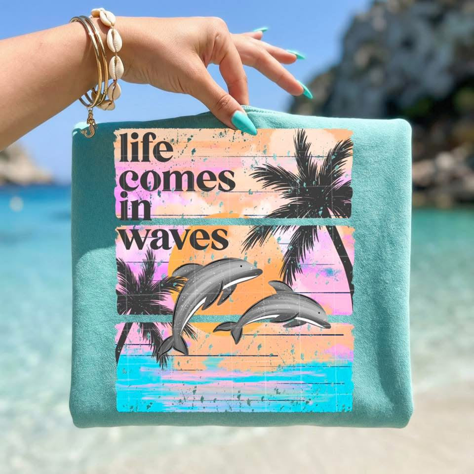 LIFE COMES IN WAVES TEE