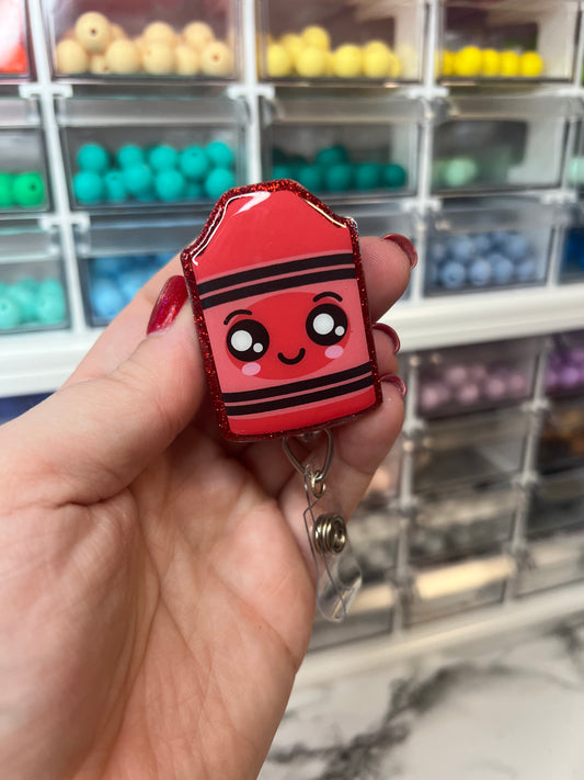 Red Crayon Badge Reel