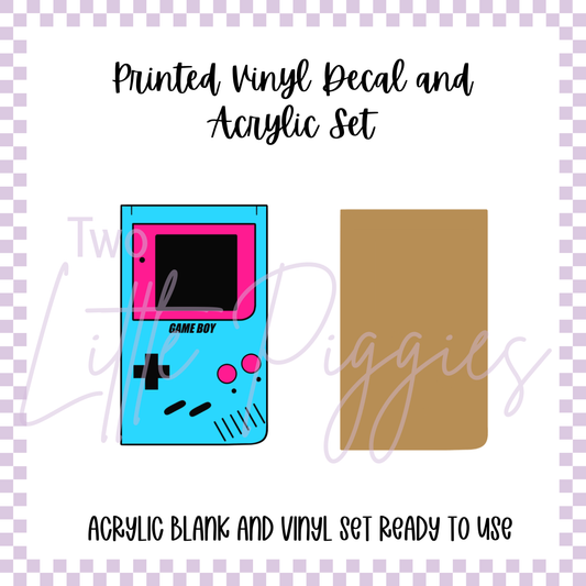 Printed Vinyl and Acrylic Set - 90's - Blue Gameboy