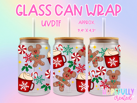 Christmas Gingerbread Mouse UVDTF Glass Can Wrap