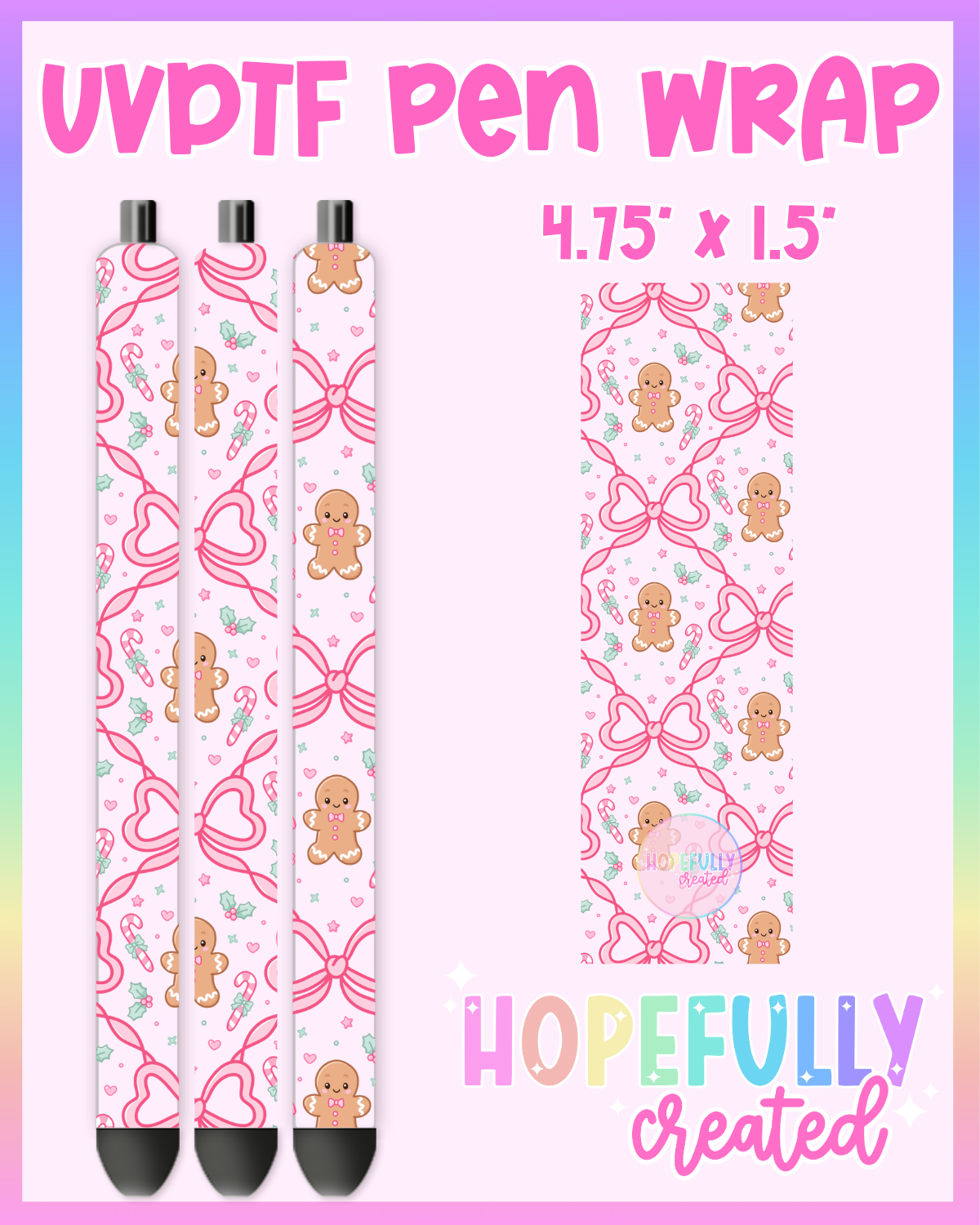 Gingerbread Ribbon UVDTF Pen Wrap