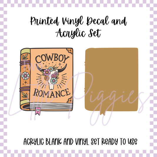 Printed Vinyl and Acrylic Set - Cowboy Romance Book
