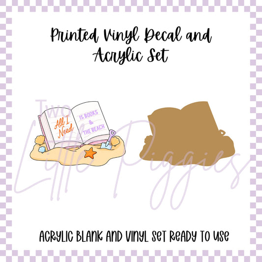 Printed Vinyl and Acrylic Set - Books and the Beach