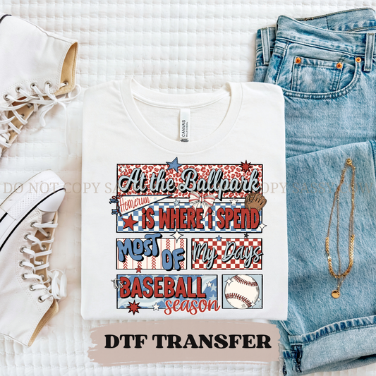 AT THE BALLPARK IS WHERE I SPEND MOST OF MY DAYS - DTF TRANSFER 0294