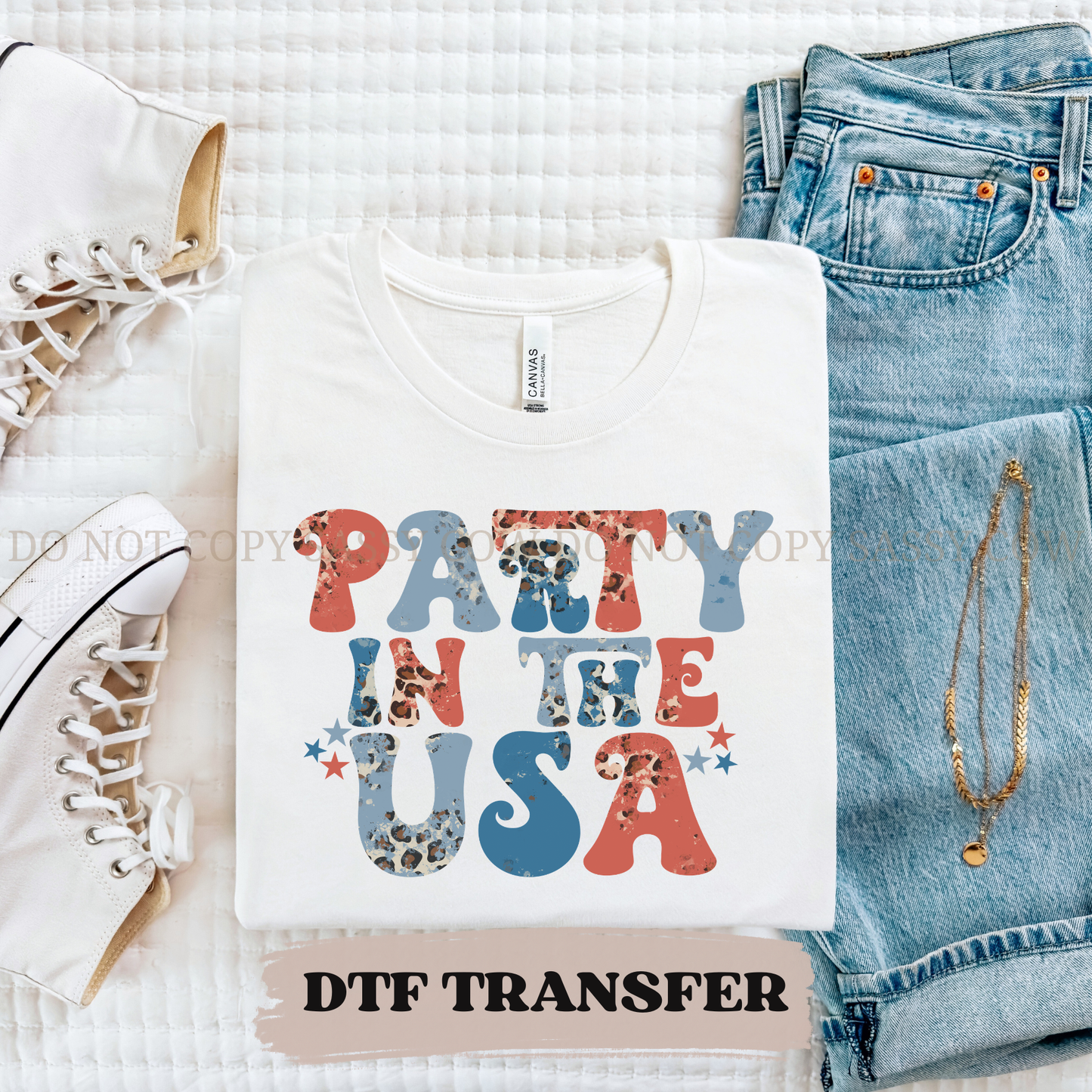 PARTY IN THE USA LEOPARD - DTF TRANSFER 0340