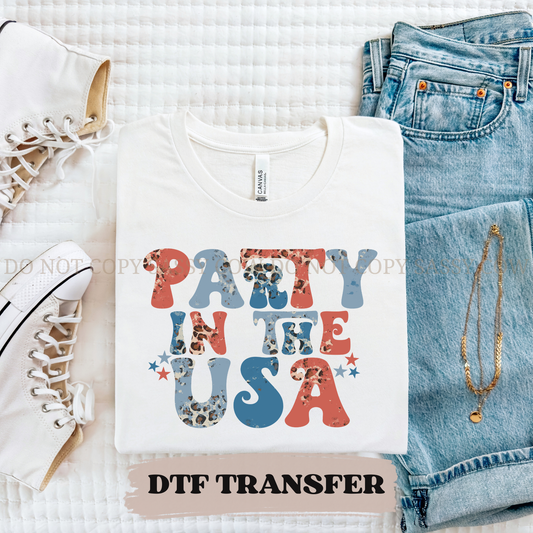 PARTY IN THE USA LEOPARD - DTF TRANSFER 0340
