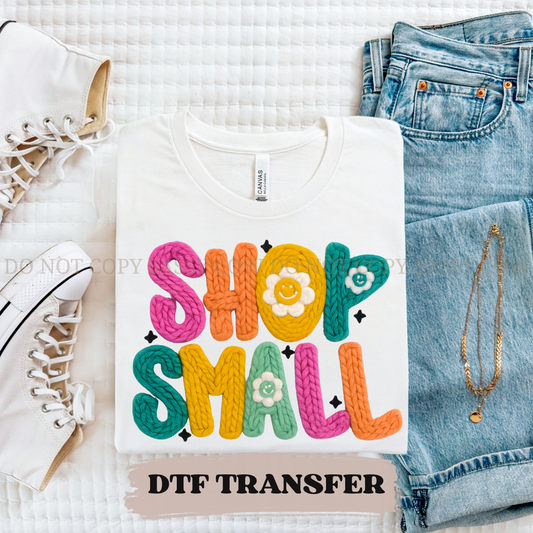 HAND EMBROIDERED SHOP SMALL - DTF TRANSFER 0367