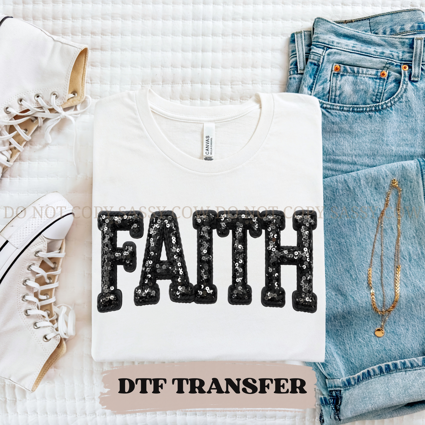 FAITH FAUX SEQUIN - DTF TRANSFER 0376