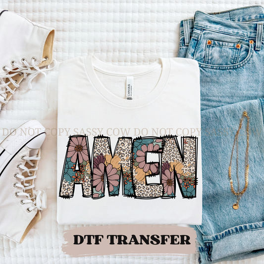 NEUTRAL FLORAL AMEN - DTF TRANSFER 015