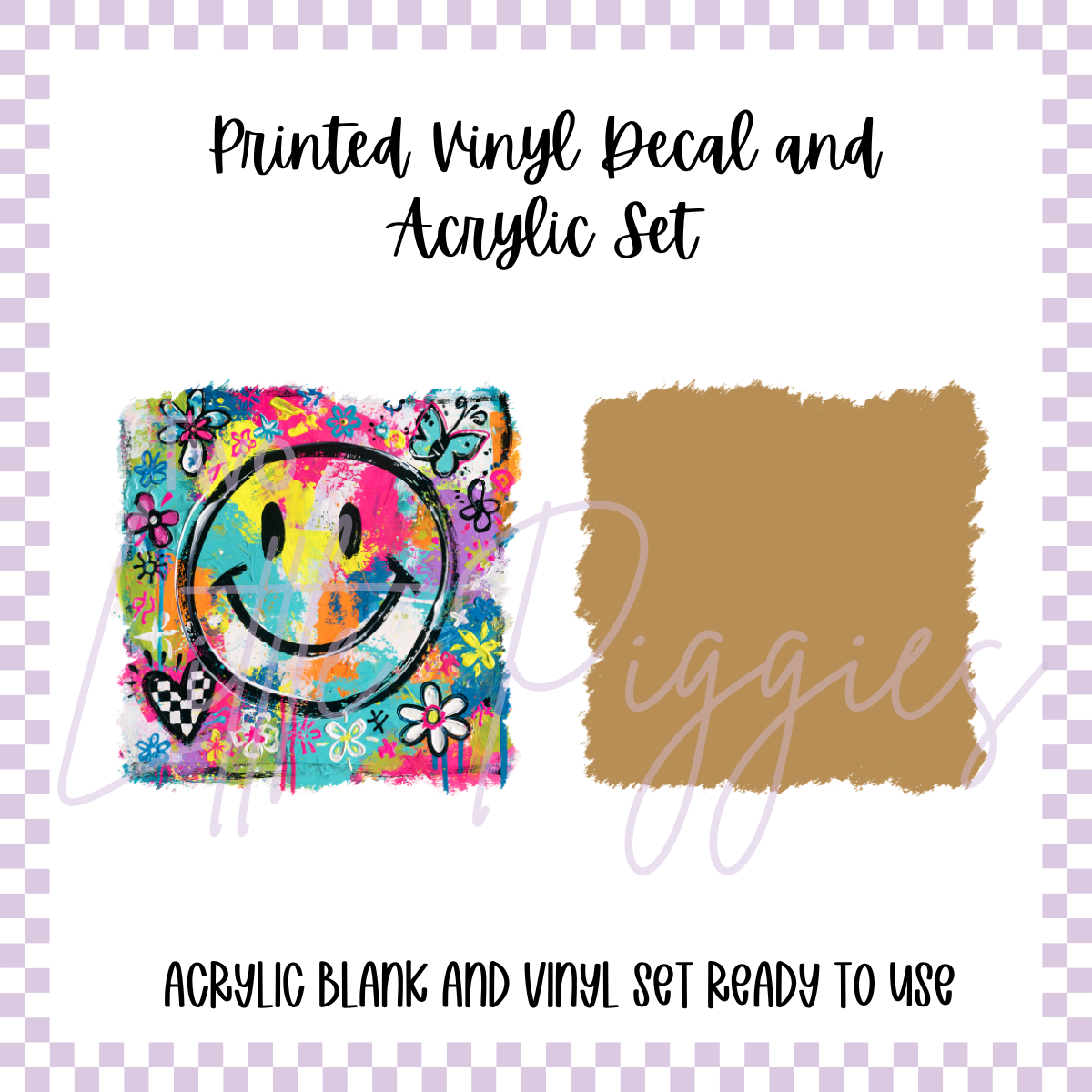 Printed Vinyl and Acrylic Set - Graffiti Smiley