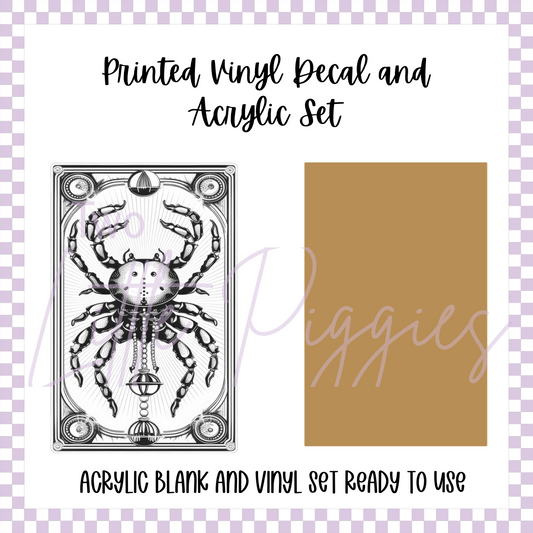 Printed Vinyl and Acrylic Set - Zodiac Card Cancer