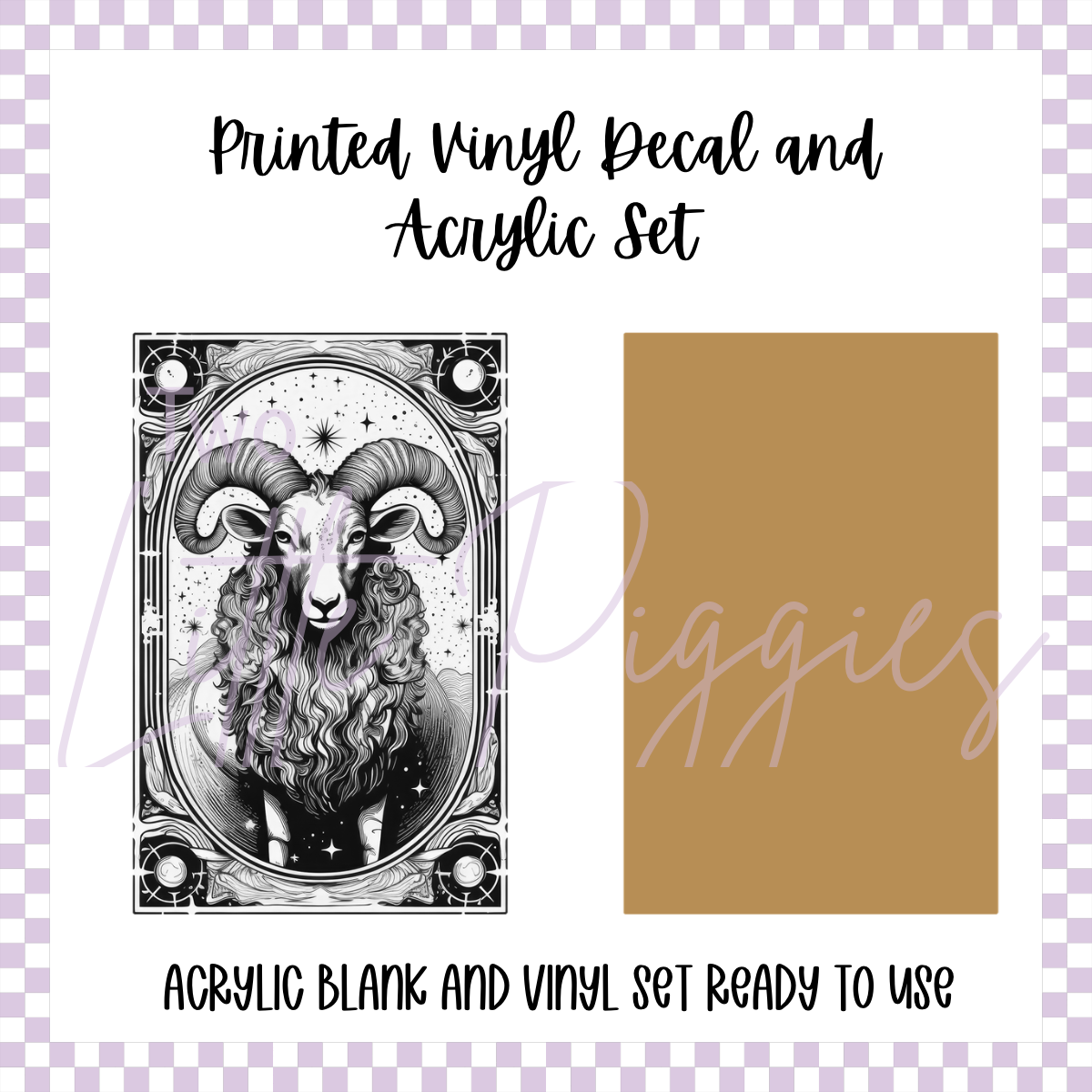 Printed Vinyl and Acrylic Set - Zodiac Card Aries