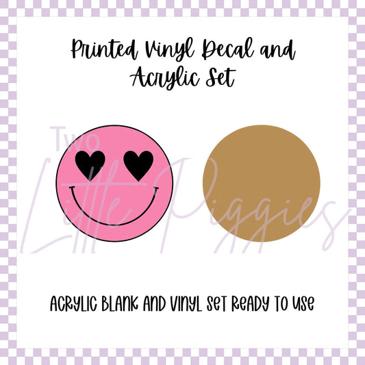 Printed Vinyl and Acrylic Set - Heart Eyes Smiley