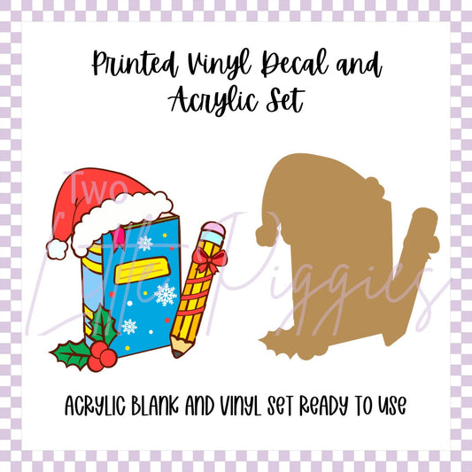 Printed Vinyl and Acrylic Set - Santa Hat Notebook