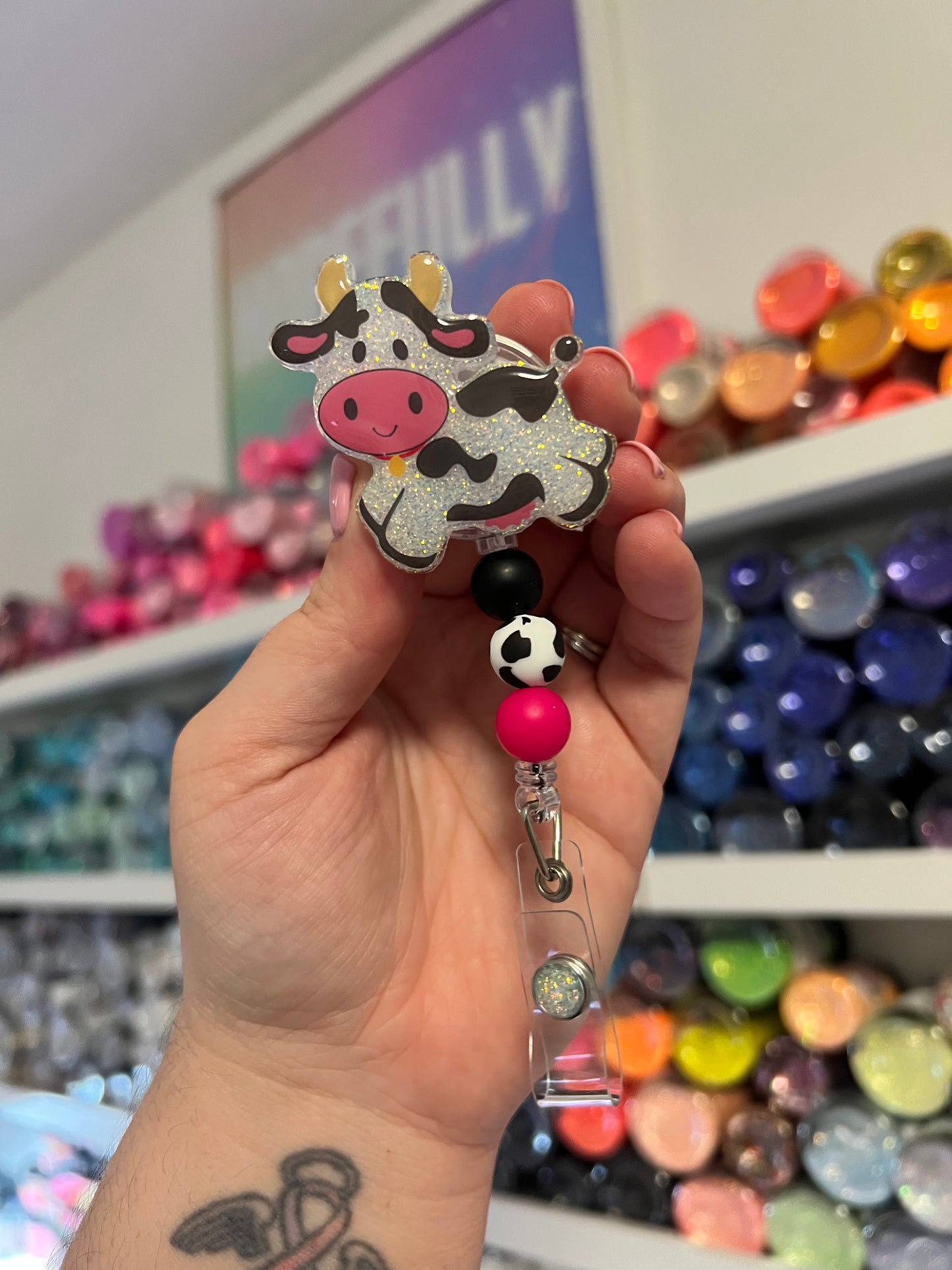 Jumping Cow Badge Reel