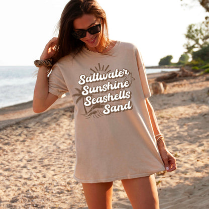 SALTWATER, SUNSHINE, SEASHELLS AND SAND  DTF Transfer