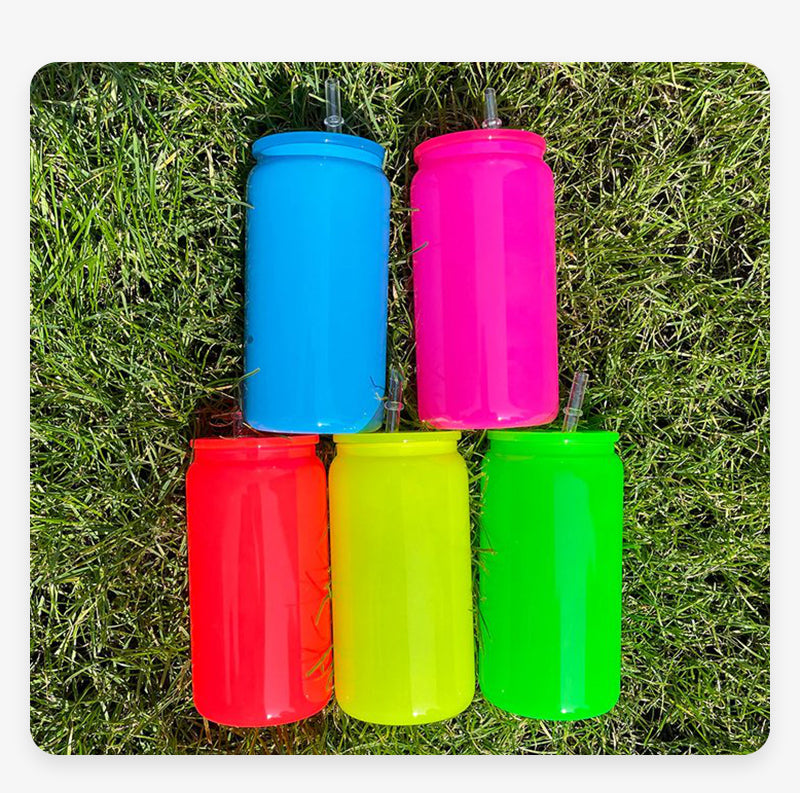 16 oz NEON Glass Can Tumbler