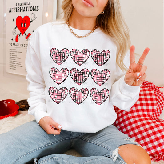 DISCO HEART GRID DTF Transfer