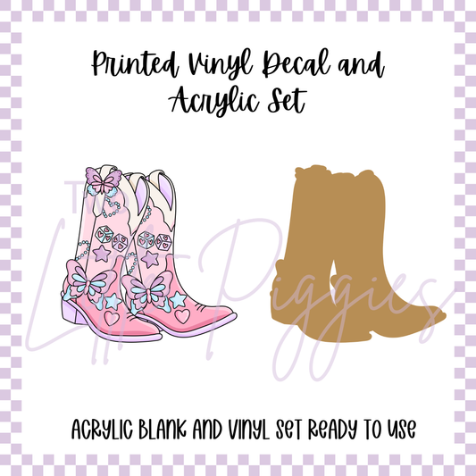 Printed Vinyl and Acrylic Set - Lover Cowgirl Boot