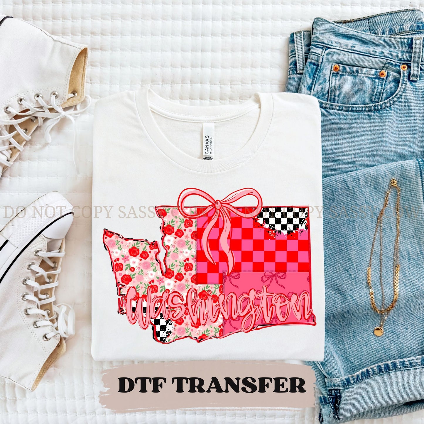 WASHINGTON GIRLY STATE - DTF TRANSFER 0117