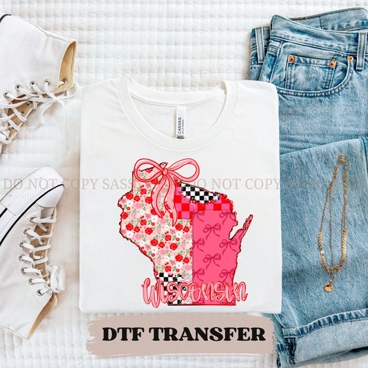 WISCONSIN GIRLY STATE - DTF TRANSFER 0121