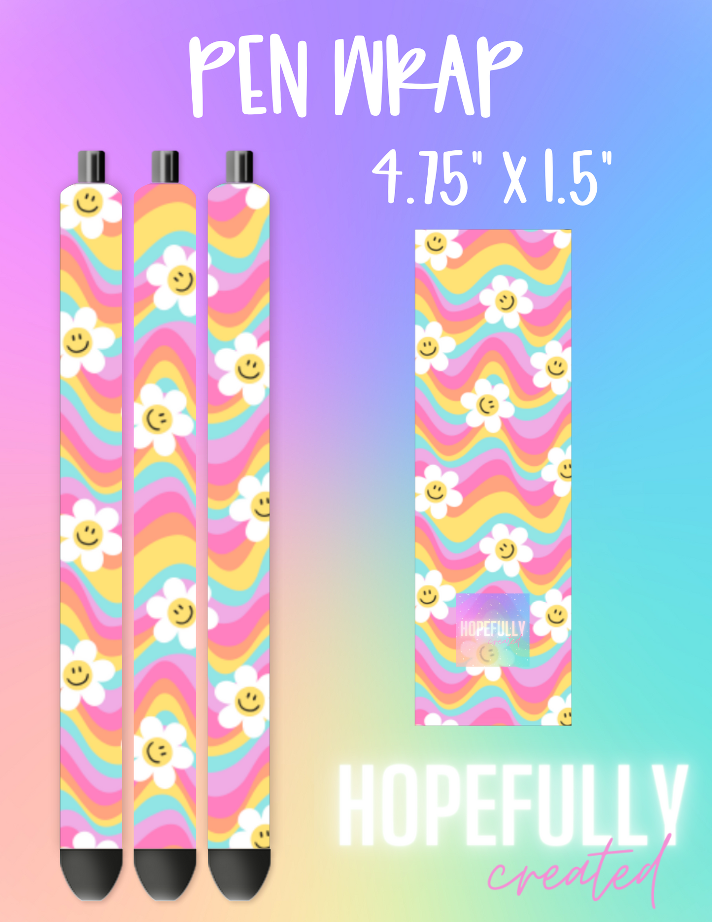 Rainbow Wave Flowers Pen Wrap-127