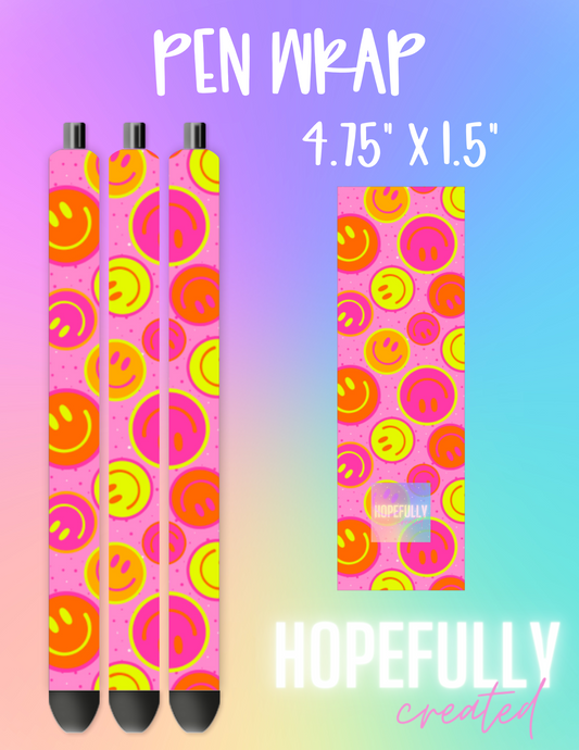 Neon Pink Smileys Pen Wrap-156