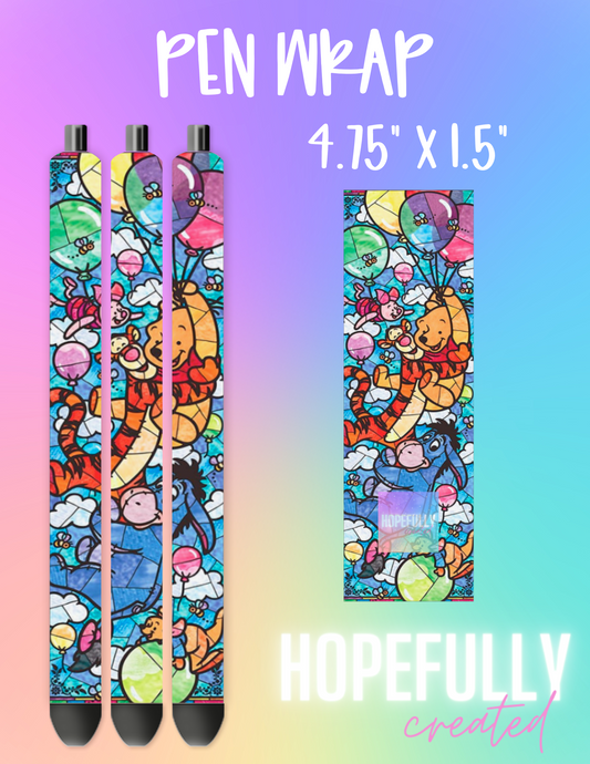 Hundred Acre Friends Stained Glass Pen Wrap-158 VIP