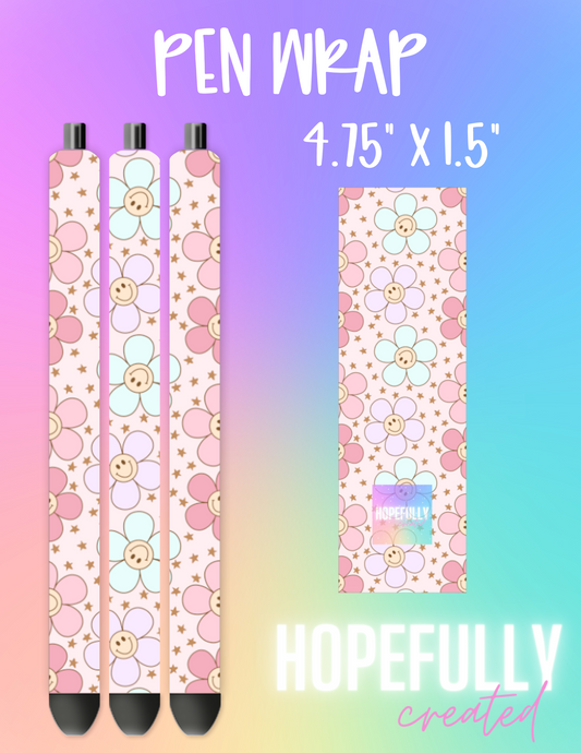 Pastel Smiley Flowers Pen Wrap-178