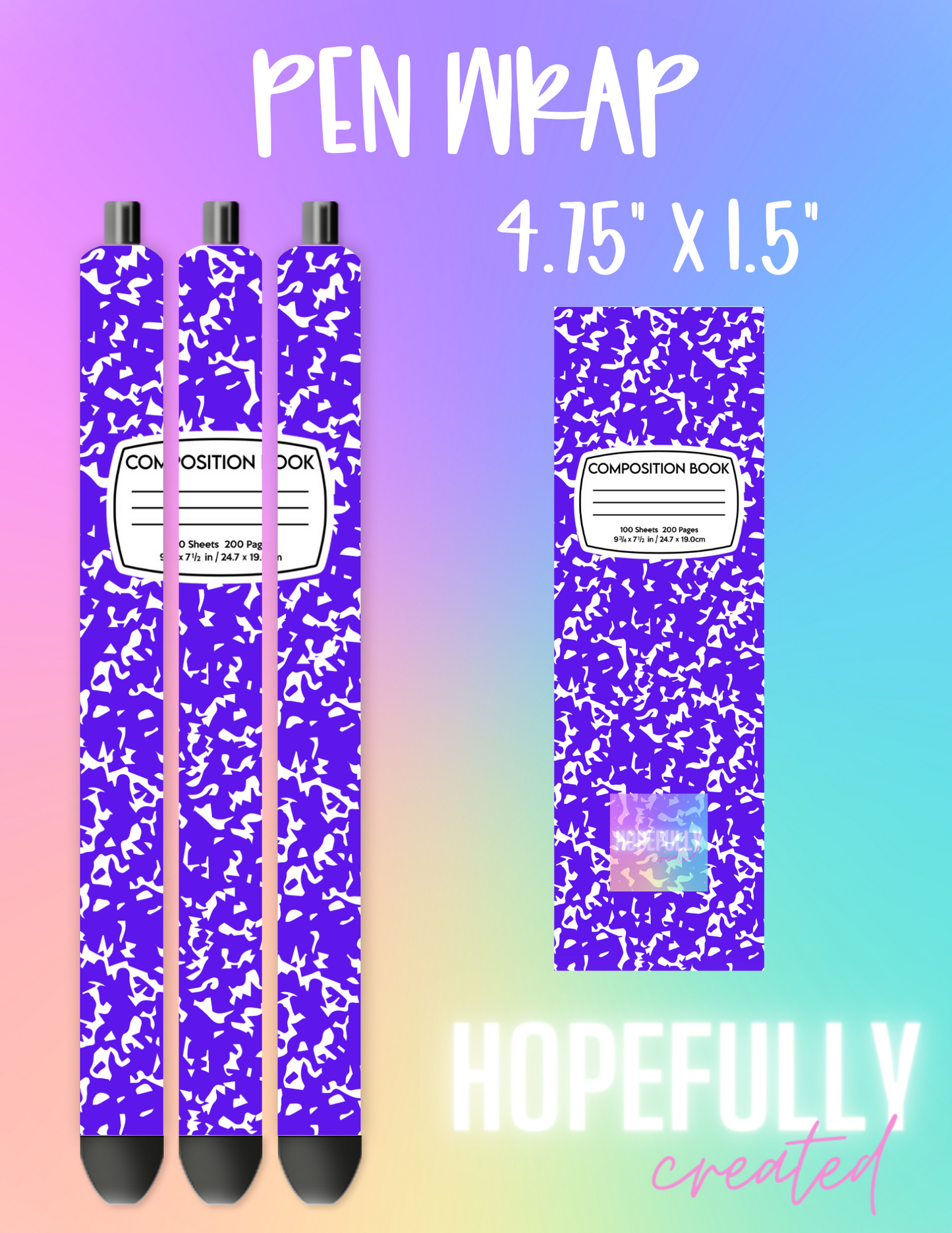 Purple Composition Book Pen Wrap-224